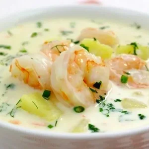 Сырный суп с морепродуктами